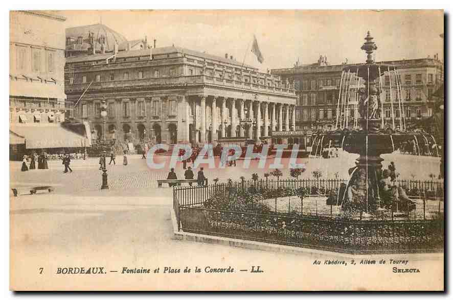 CPA Bordeaux Fontaine et Place de la Concorde 