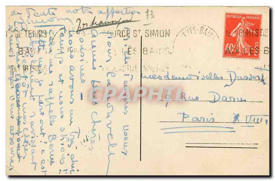 CPA Le Mont Revard sur Aix les Bains Champs de neige  — Verso