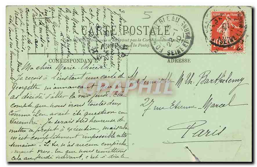 CPA Fontainebleau La Foret Le Nid de l'Aigle — Verso
