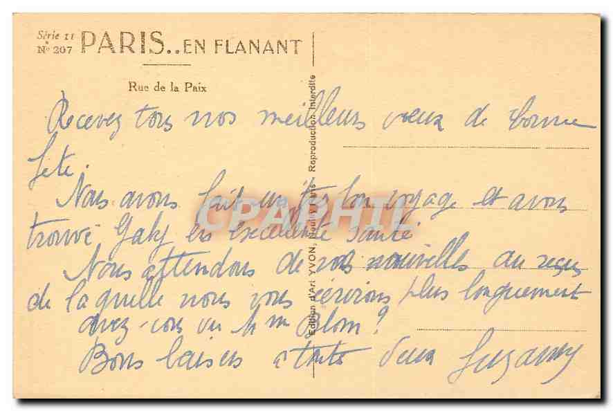 CPA Paris Rue de la Paix Metro — Verso