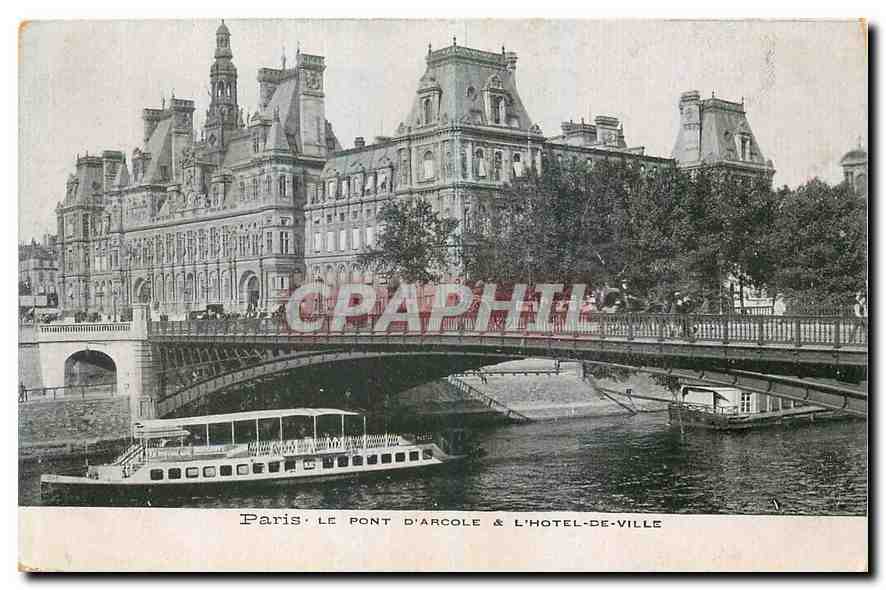 CPA Paris Le Pont d'Arcole et l'Hotel de Ville 
