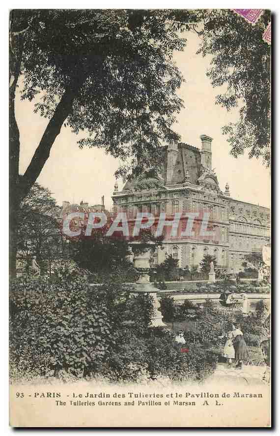 CPA Paris Le Jardin des Tuileurs et le Pavillon de Marsan 