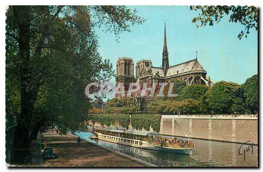 CPA Paris et ses Merveilles Quai de la Saine et abside de la cathedrale Notre Dame 