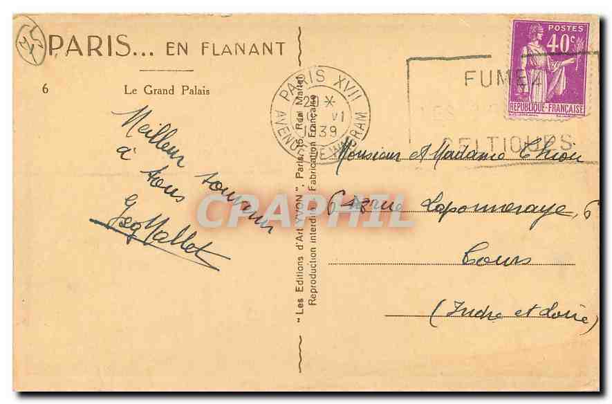 CPA Paris La Grand Palais  — Verso
