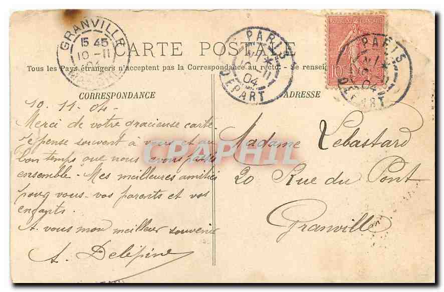 CPA Paris Place du Palais Royal  — Rückseite