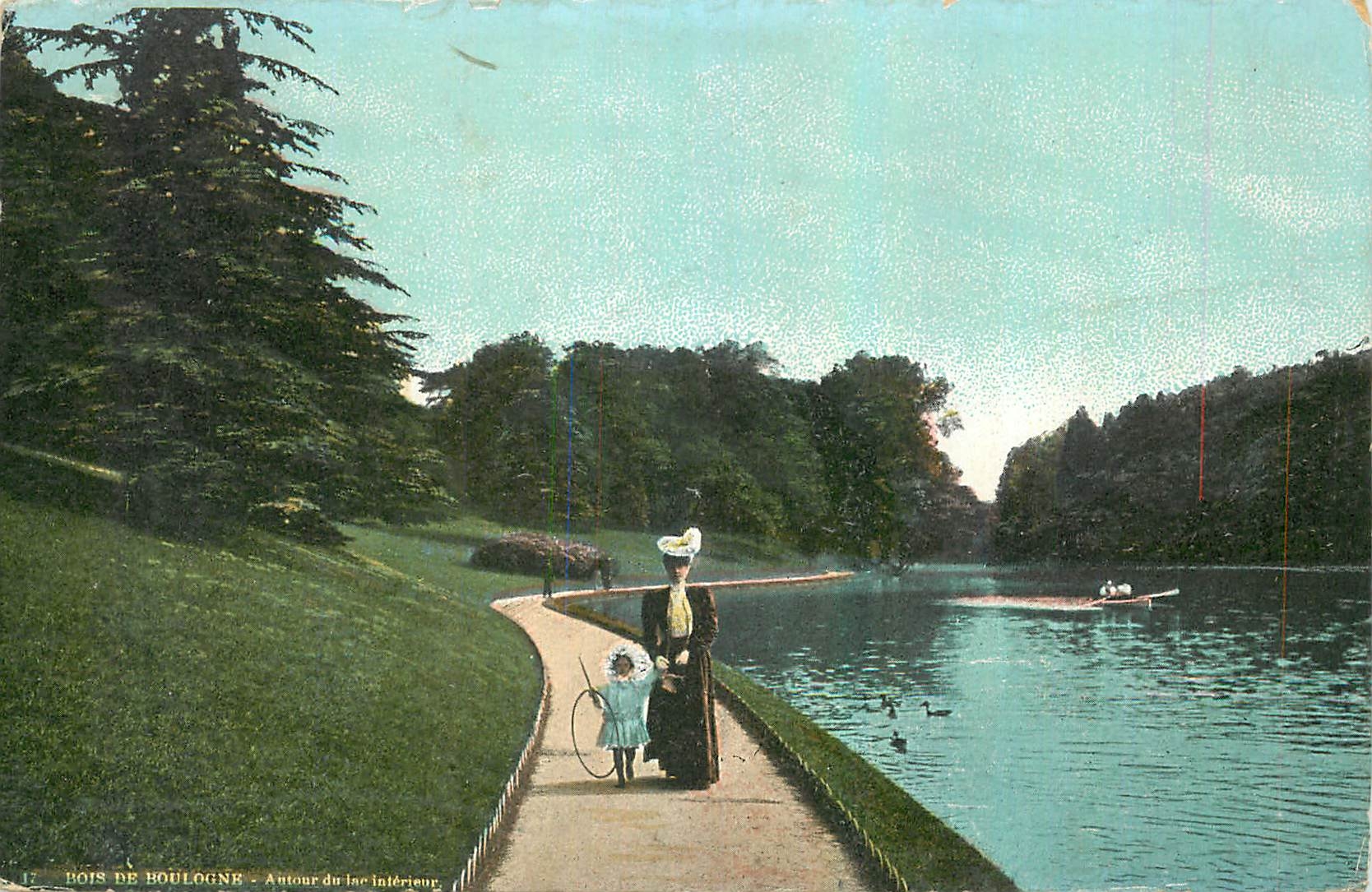 CPA Bois du Boulogne Autour du lac Interieur 