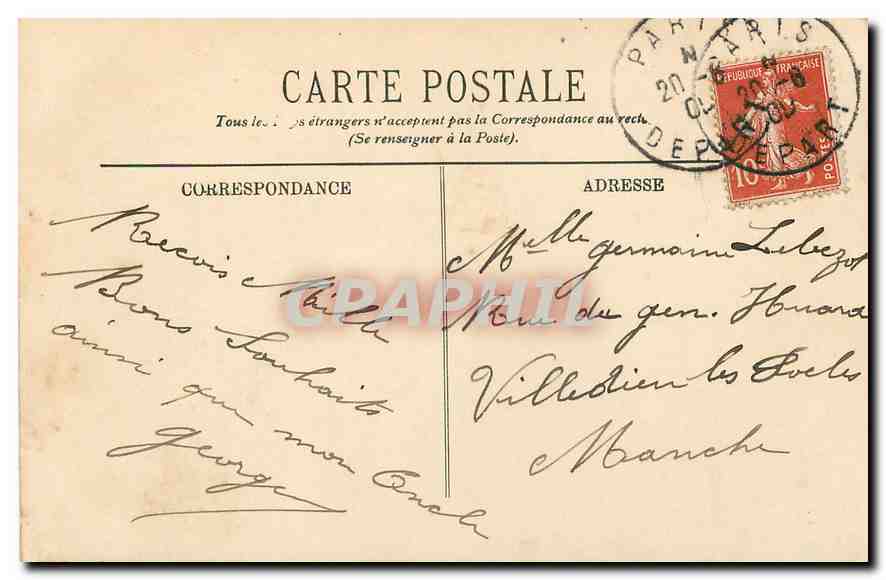 CPA Paris Le Sacre Coeur  — Rückseite