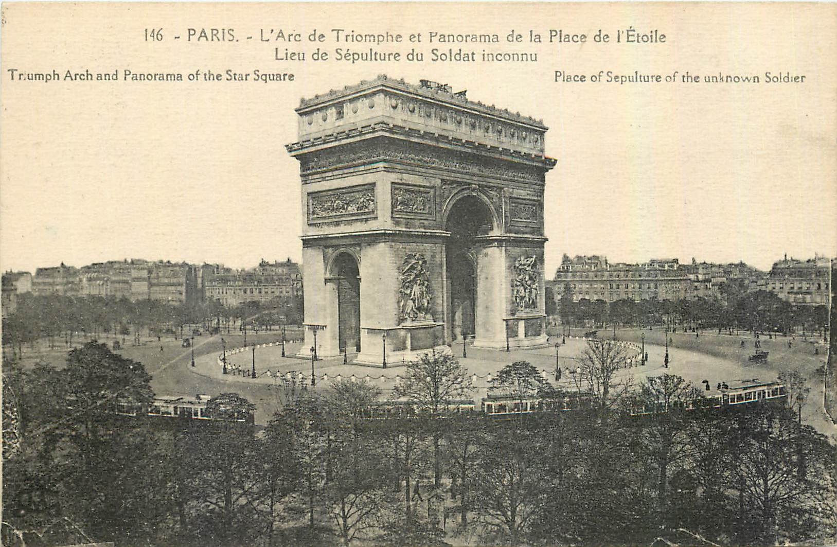 CPA Paris l'Arc de Triomphe et Panorama de la Place de l'Etoile 