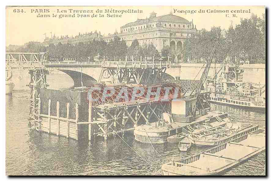 REPRO Paris Les Traveaux du Metropolitain dans le grand bras de la Seine Metro