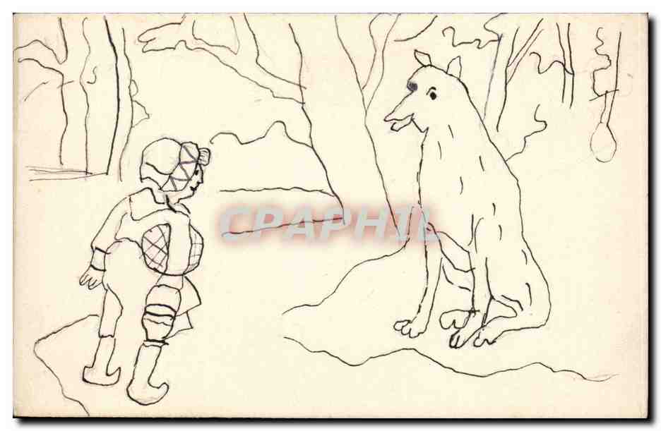 Fantaisie CPA Enfant et chien