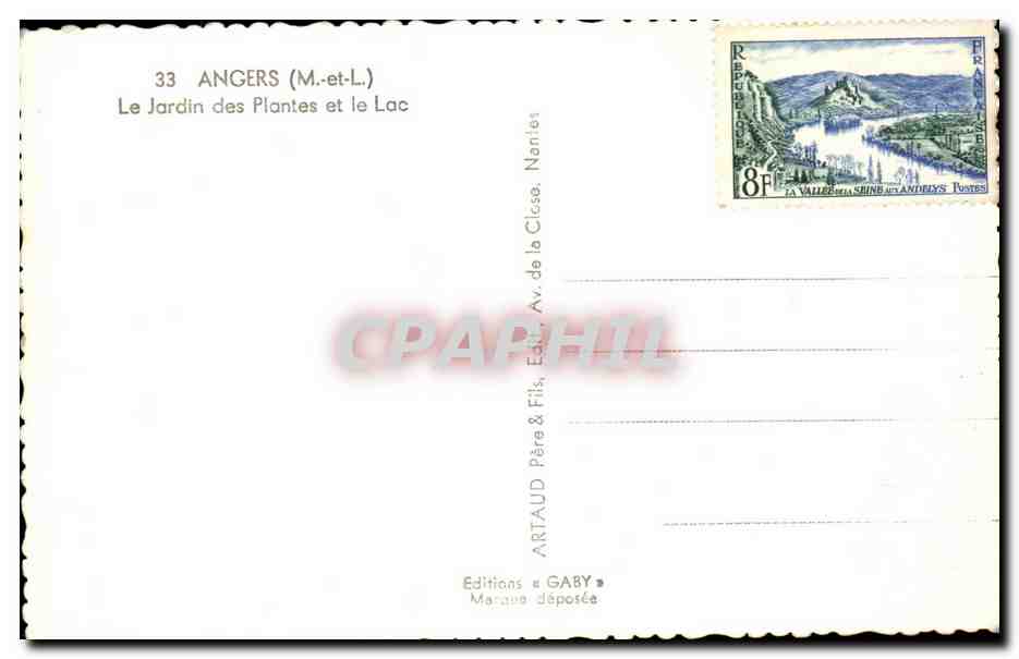angers CPA Le jardin des plantes et le lac — Back