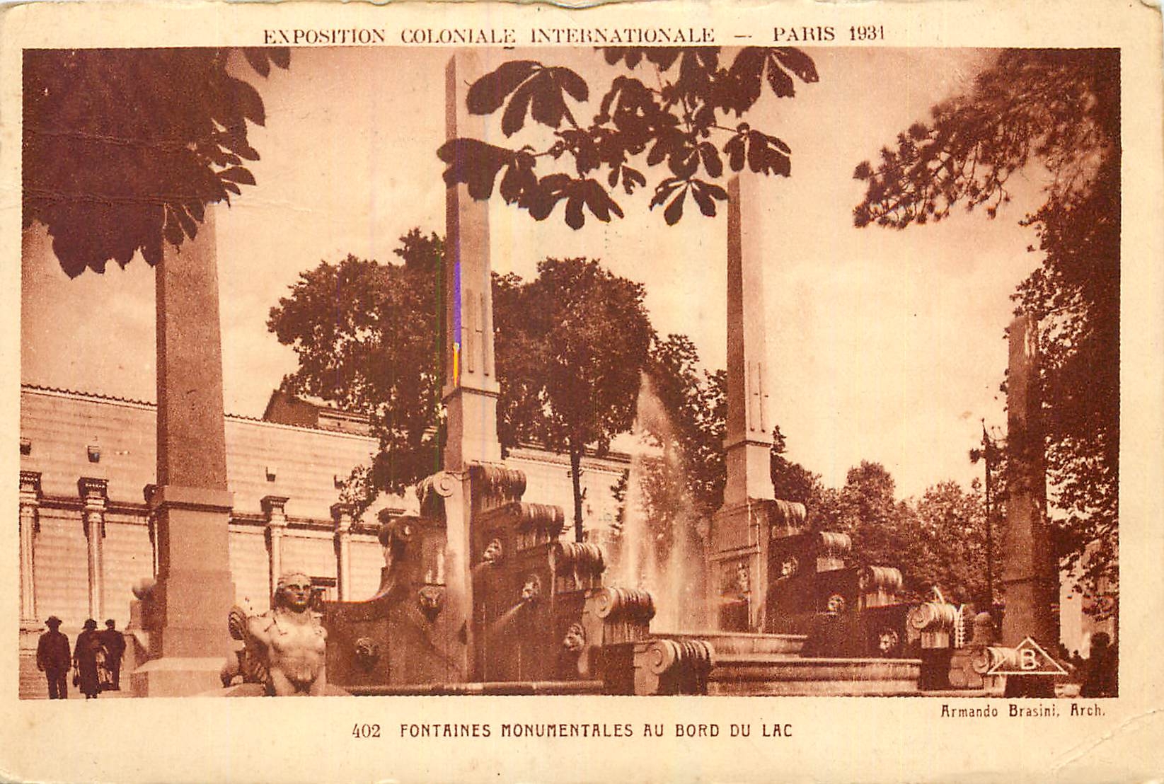 CPA Paris Fontaines Monumentales au bord du Lac Exposition Coloniale Internationale 