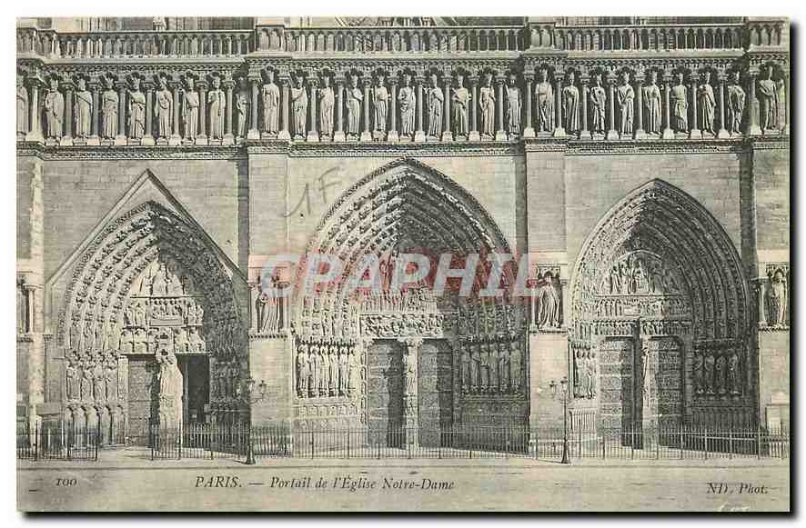 CPA Paris Portail de l'Eglise Notre Dame 