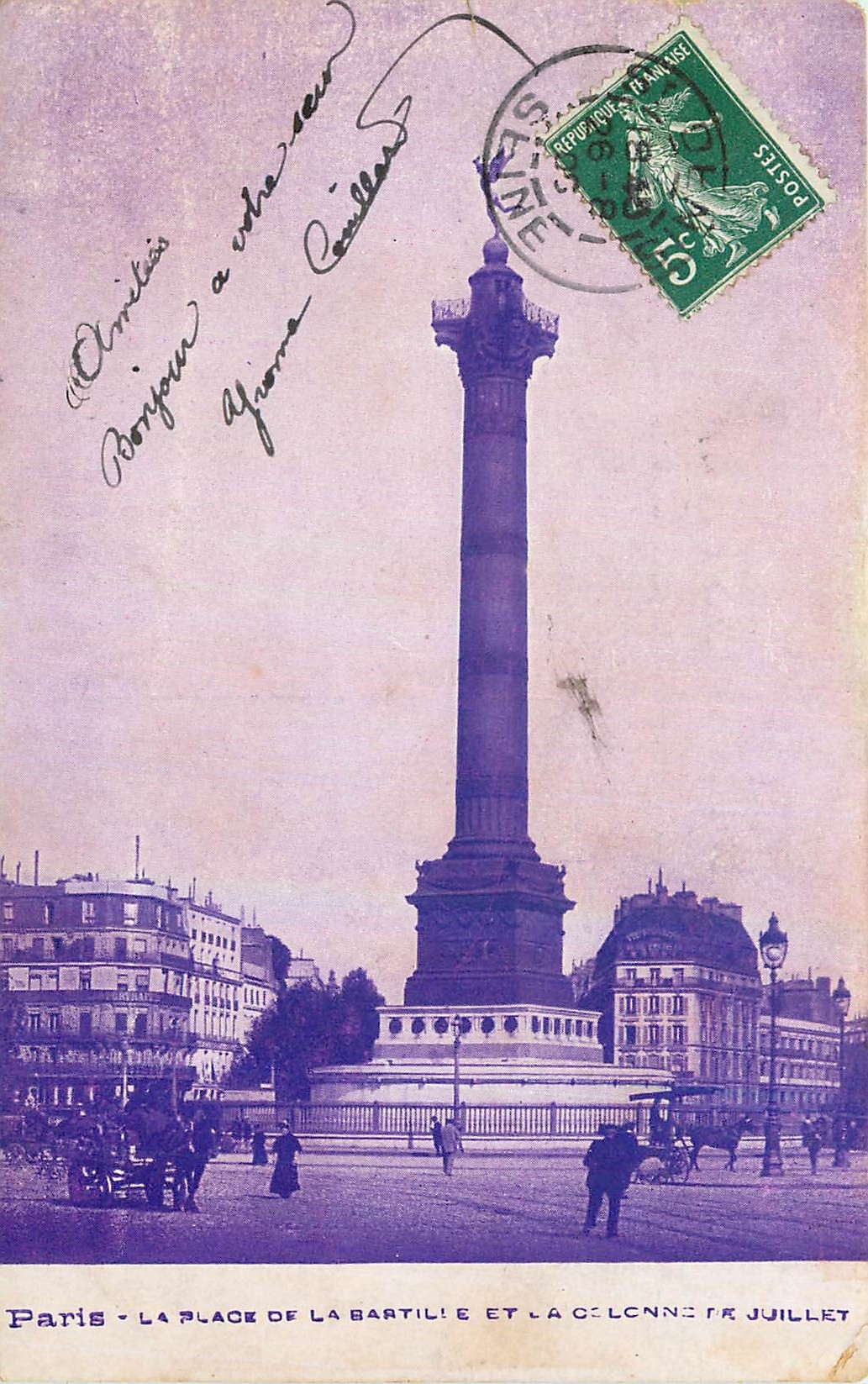 CPA Paris La Place de la Baptiste et la Colonne Jullet 