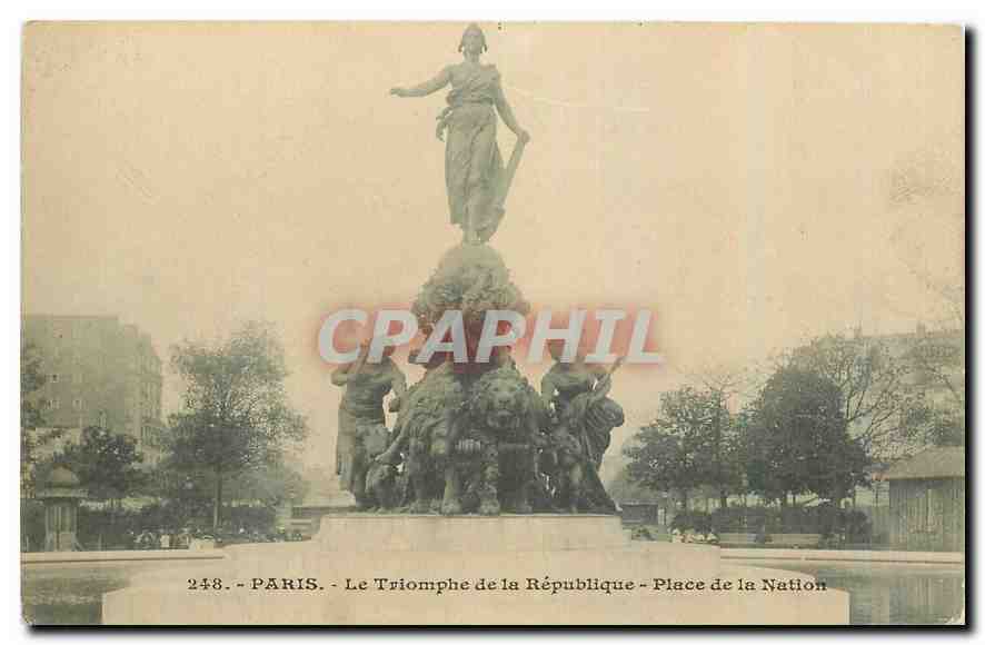 CPA Paris Le Triomphe de la Republique Place de la Nation Lion