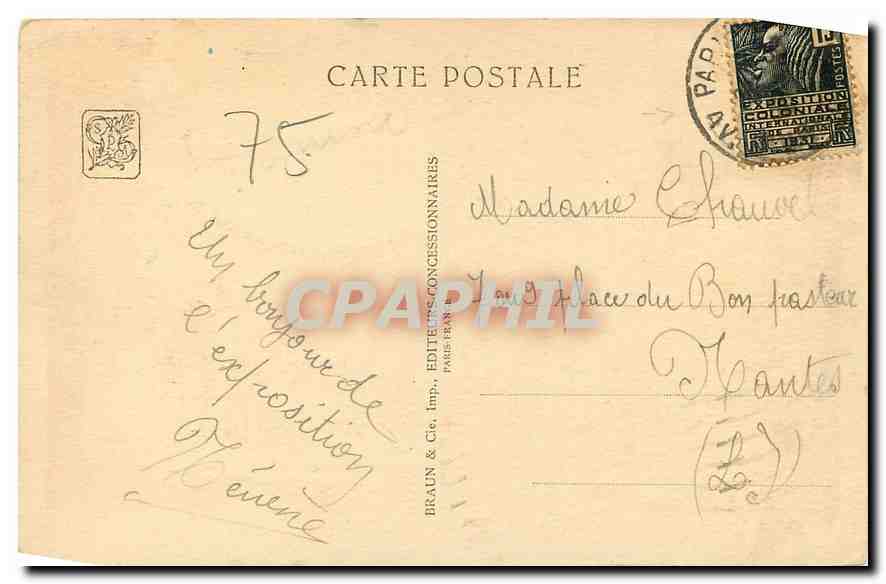 CPA Paris Sous Tunisiens Exposition Coloniale Internationale 1931 — Verso