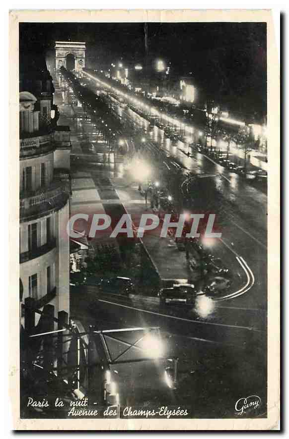 CPM Paris la nuit Avenue des Champs Elysees 