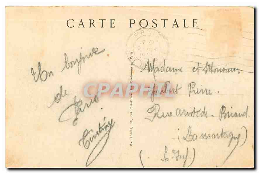 CPA Paris Hotel de Ville  — Rückseite