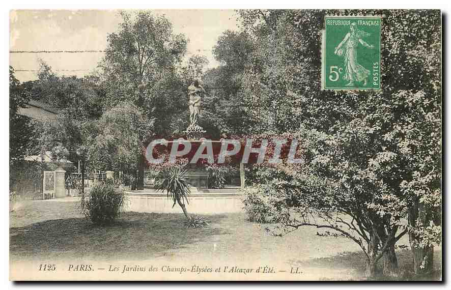 CPA Paris Les Jardins des Champs Elysees et l'Alcazar d'Ete 