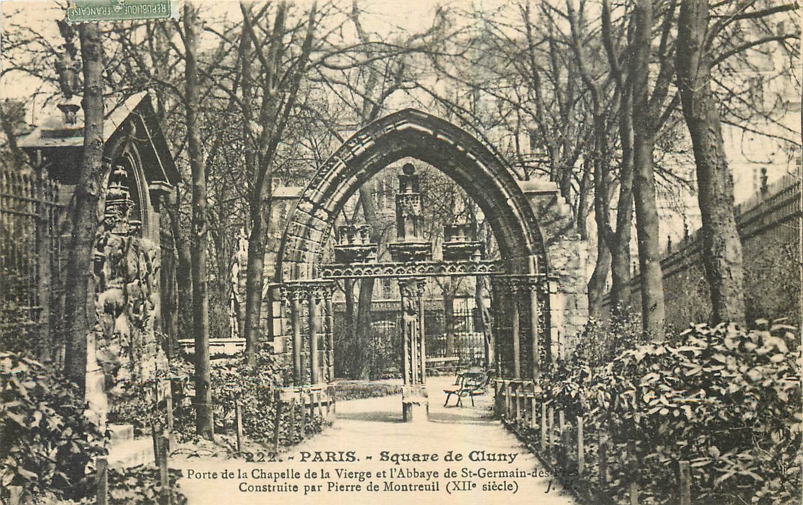 CPA Paris Square de Cluny Porte de la chapelle et l'abbaye de St Germain des Pres construite par Pie