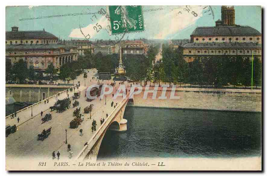 CPA Paris La Place et la Theatre du Chatelet 