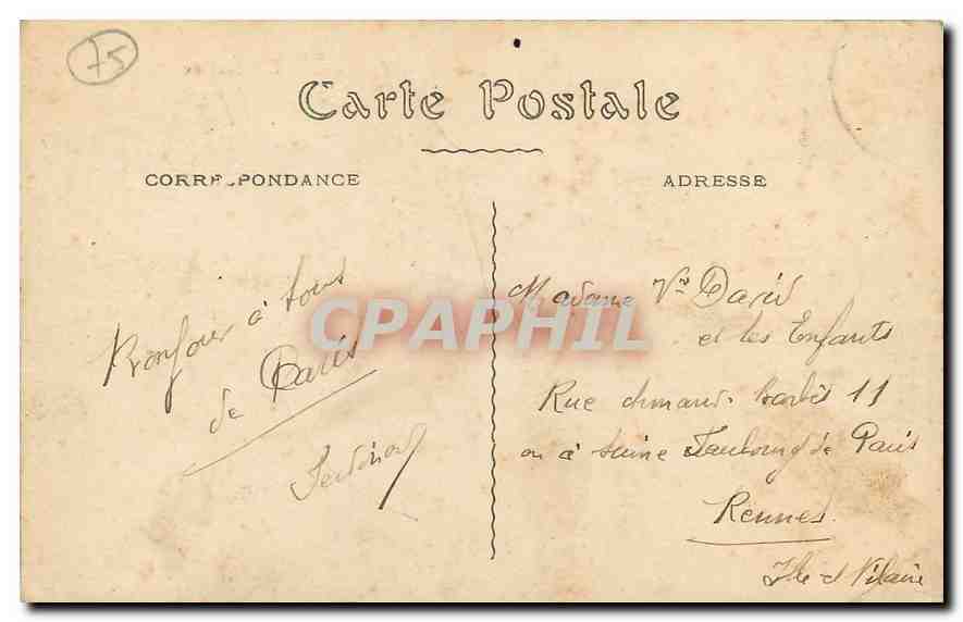 CPA Paris l'Hotel de Ville  — Rückseite