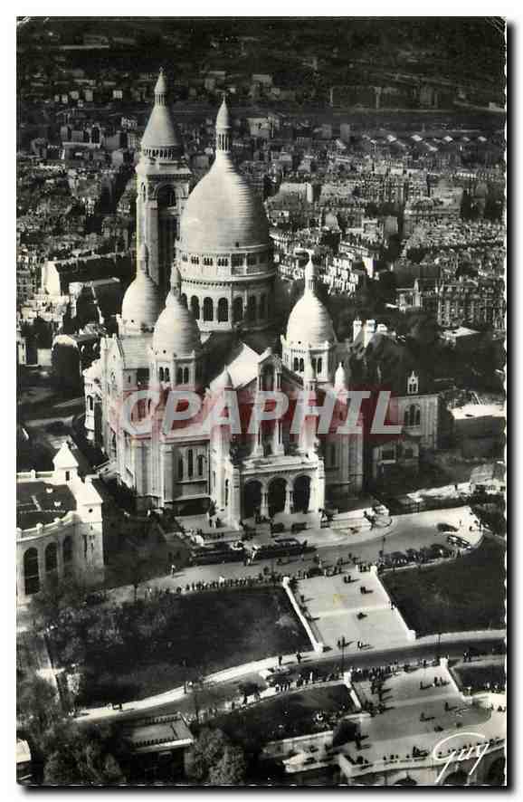 CPM Et Avion sur Paris Pilote operaleur T Hanrard La basilique du Sacre Coeur de Montmartre 