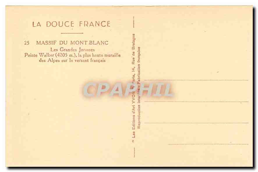 CPA La Douce France Massif du Mont Blanc Les Grandes Jorasses Pointe Walker  — Verso