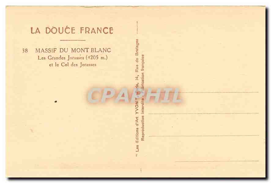 CPA La Douce France Massif du Mont Blanc Mont Dolent Les Grandes Jorasses et le Col des Jorasses  — Verso