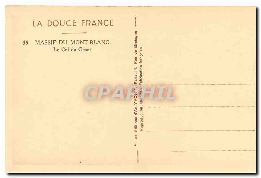 Massif du Mont Blanc — Le Col du Géant — Éditions d'Art Yvon — Reverso