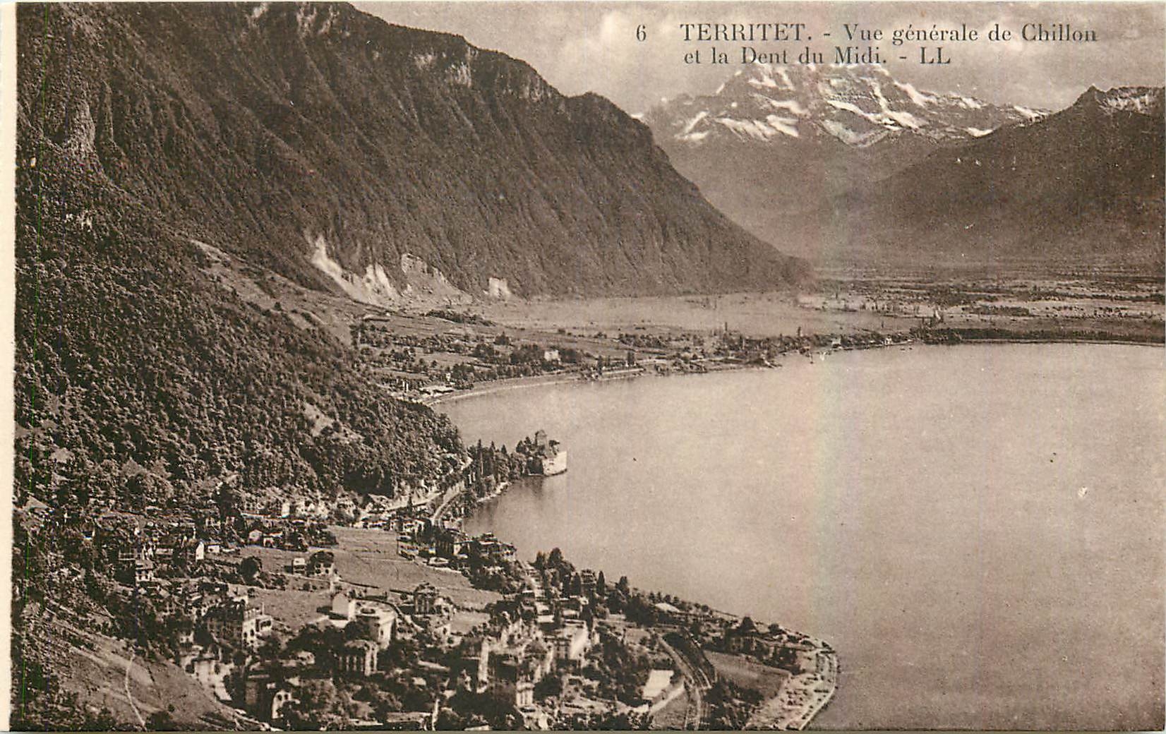 Territet - Vue générale de Chillon et la Dent du Midi - LL