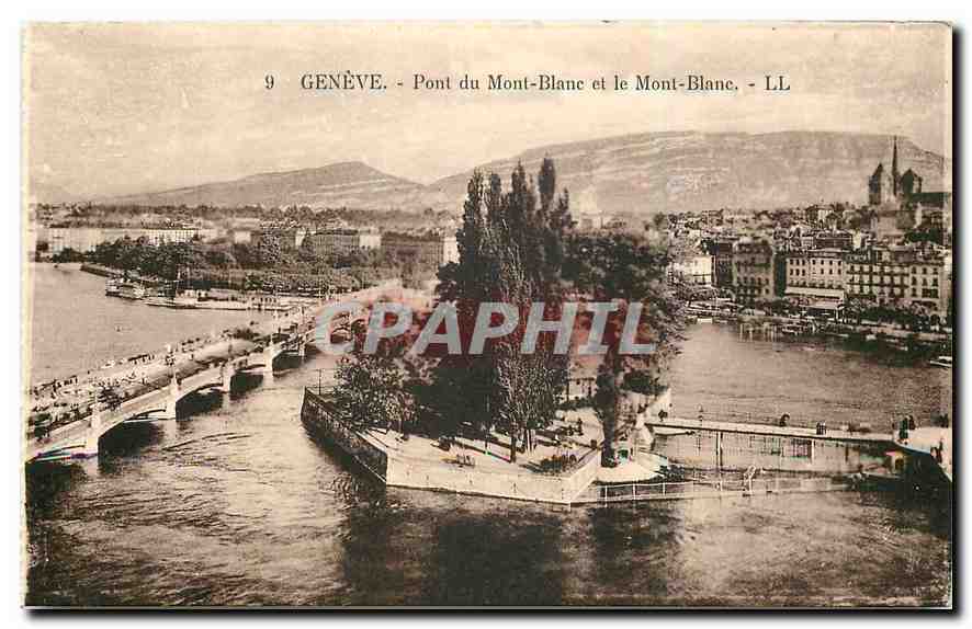 CPA Geneve Pont du Mont Blanc et le Mont Blanc 