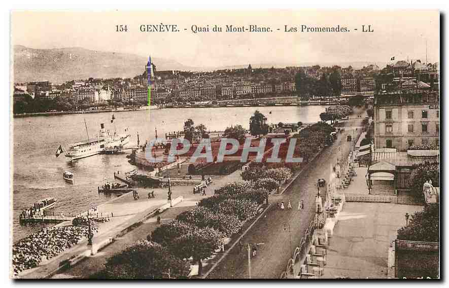 CPA Geneve Quai du Mont Blanc Les promenades 