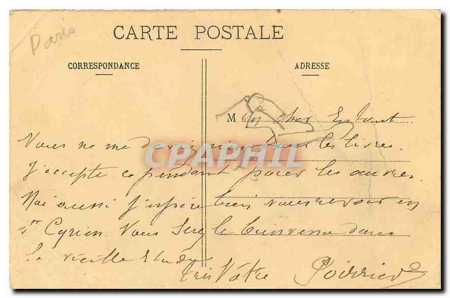 CPA Paris Etude Massillon Entree de la Division Preparatoire aux Ecoles — Rückseite