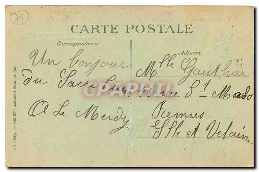 CPA Paris Montmartre Sacre Coeur  — Rückseite