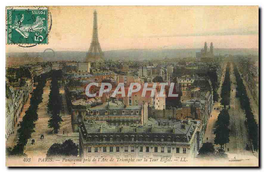 CPA Paris Panorama pris de l'Arc de Triomphe sur la Tour Eiffel 