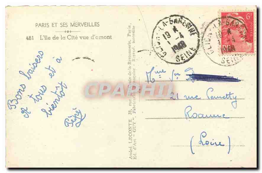 CPA Paris La Madeleine  — Verso