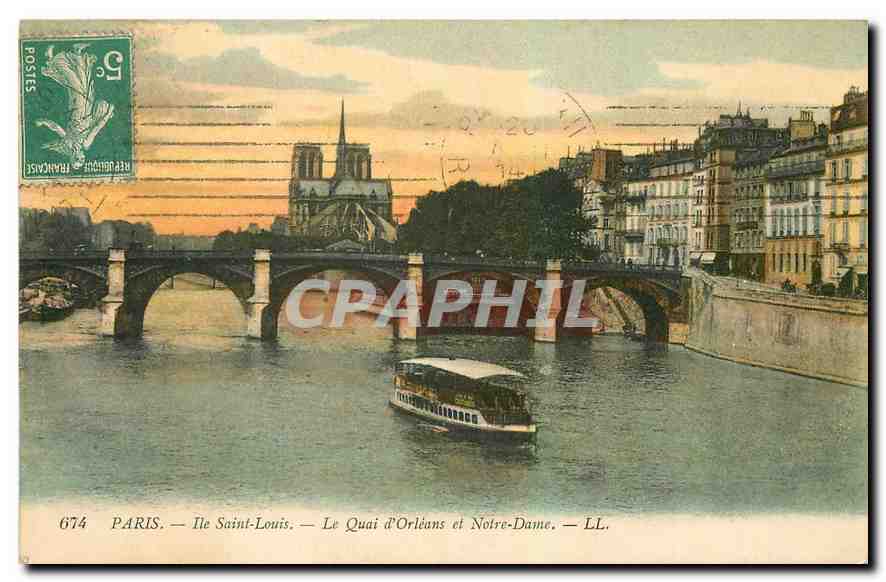 CPA Paris Ile Saint Louis Le Quai d'Orleans et Notre Dame 