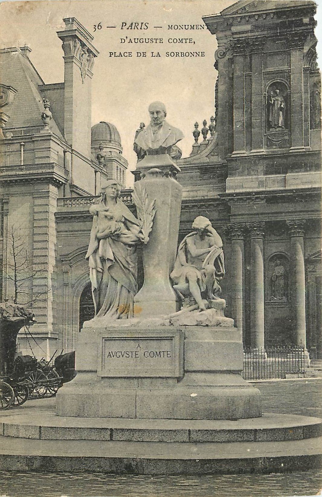 CPA Paris Monument d'Auguste Comte Place de la Sorbonne