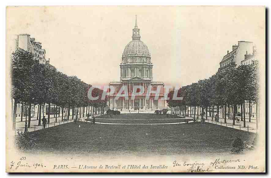 CPA Paris l'Avenue de Breteuil et l'Hotel des Invalides 