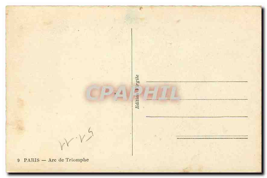 CPA Paris Arc de Triomphe  — Rückseite