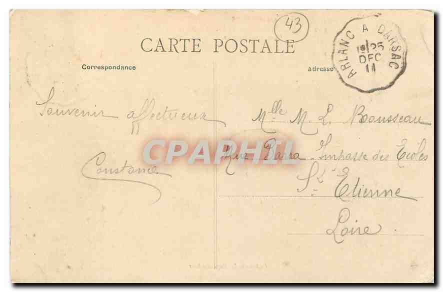 CPA l'Auvergne Ligne d'Ambert a la Chaise Dieu Tunnel de Mayres  — Rückseite