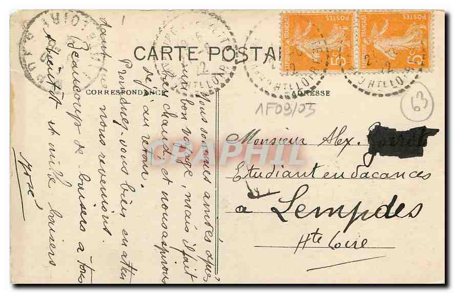CPA Le Chateau de Longat pres St Germain Lembron Puy de Dome  — Back