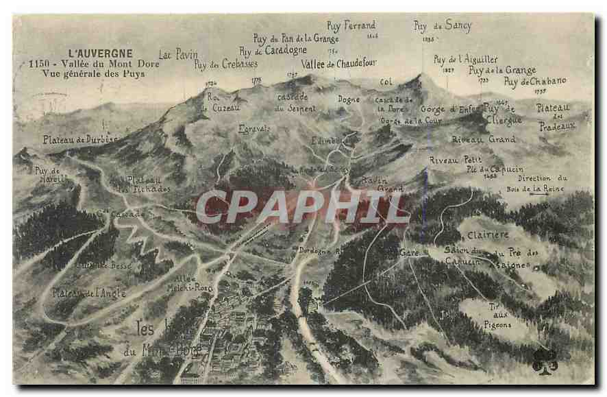 CPA l'Auvergne Vallee du Mont Dore Vue generale des Puys 