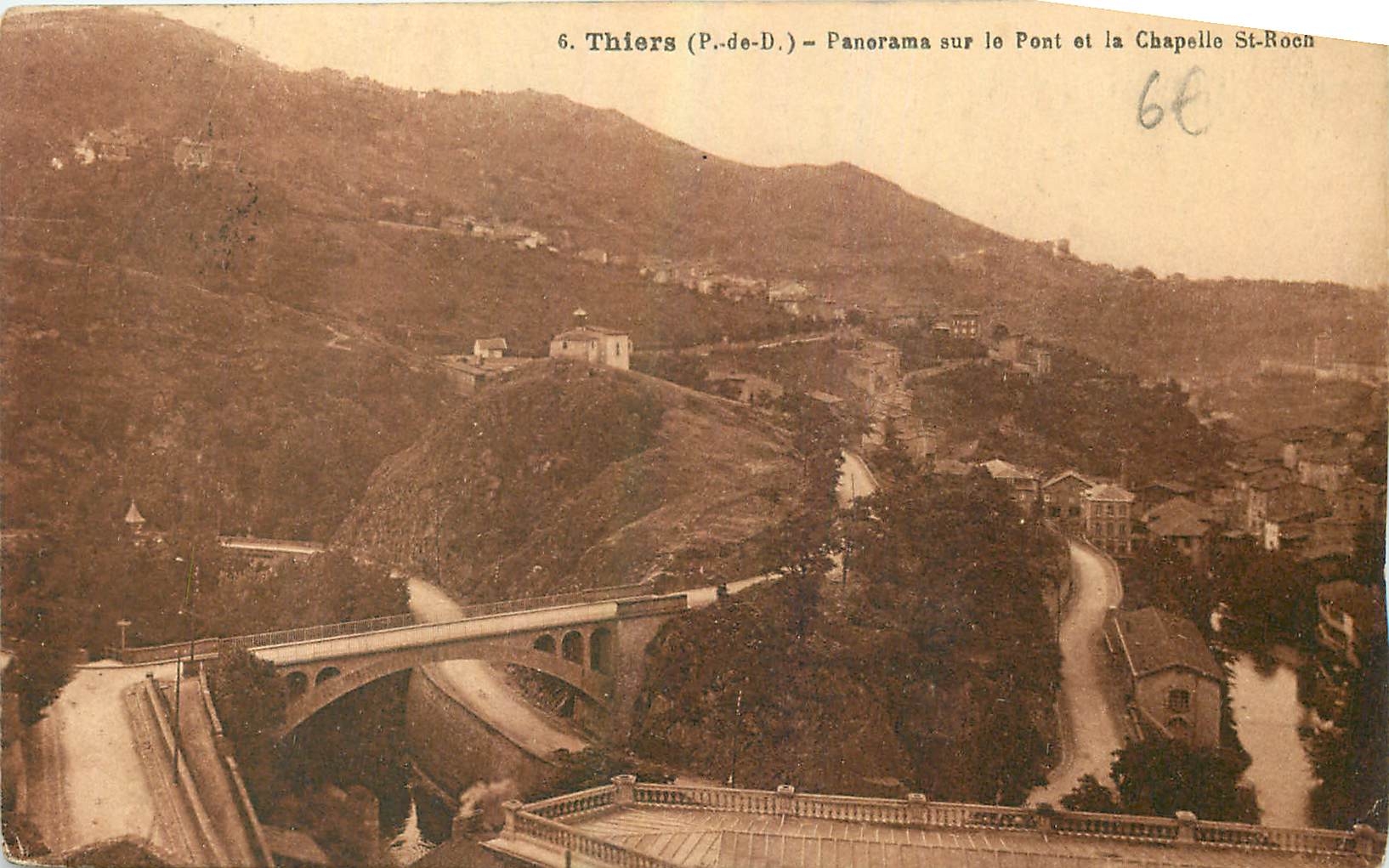 Thiers (P.-de-D.) — Panoramablick auf die Brücke und die Kapelle Saint-Roch — Verlag G. Gauthier