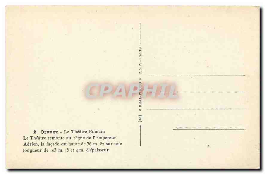 CPA Orange Le Theatre Romain Le Theatre remonte au regne de l'Empereur   — Rückseite