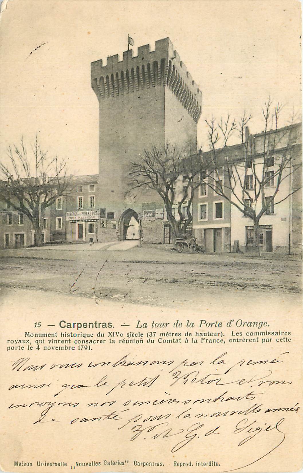 CPA Carpentras La tour de la Porte d'Orange 