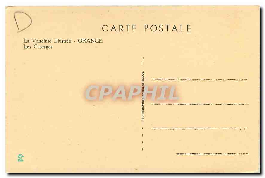 Les Casernes — Orange — La Vaucluse Illustrée, n°1 — Rückseite