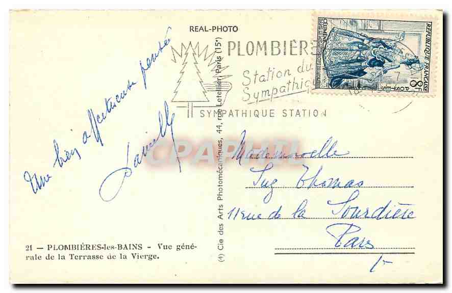 CPA Plombieres les Bains Vue generale de la Terrasse de la Vierge  — Verso