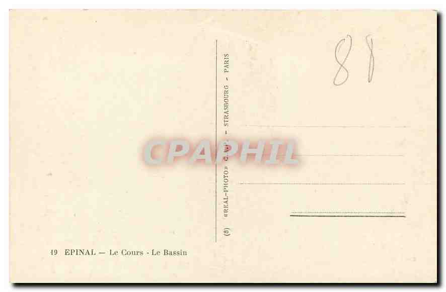 CPA Epinal Le Cours Le Bassin  — Back